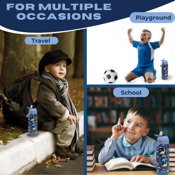 550ml Stainless Steel Blue Water Bottle for Kids