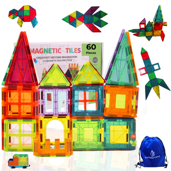 60 Pcs Magnetic Tiles for kids