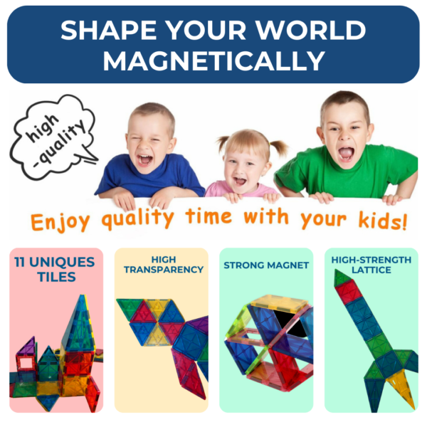 60 Pcs Magnetic Tiles for kids